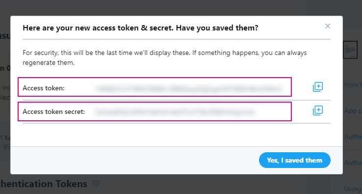 Twitter連携設定_Authentication Tokens（トークン発行）